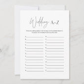 HARLOW Wedding A-Z Vrijgezellenfeest Game Kaart (Voorkant)