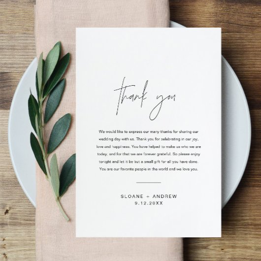HARLOW Wedding Dank u wel Letter Napkin Note Kaart