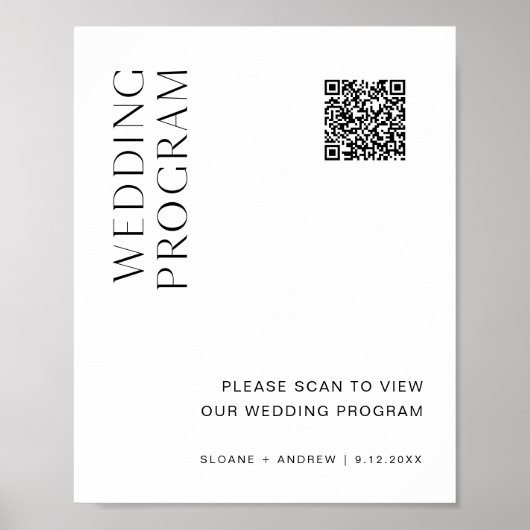 HARLOW Wedding Program QR Code Weddenschap Poster (Voorkant)