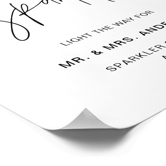 HARLOW Wedding Sparkler Send Off Sign Poster (Hoek)