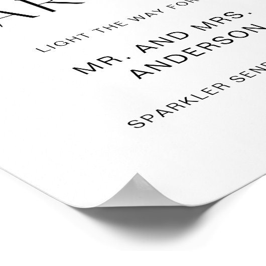 HARLOW Wedding Sparkler Send Off Sign Poster (Hoek)