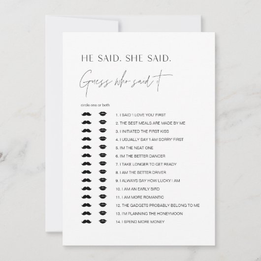 HARLOW zei dat ze Vrijgezellenfeest Game Kaart zei (Voorkant)