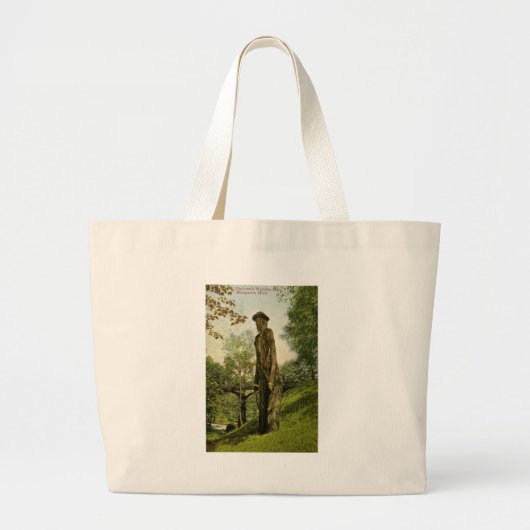 Harlow's Wooden Man Marquette, Michigan Grote Tote Bag (Voorkant)