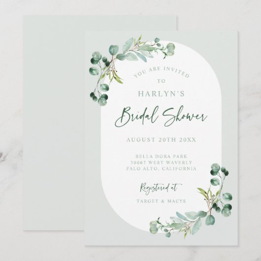 HARLYN Eucalyptus Vrijgezellenfeest Party Invitati Kaart (Voorkant / Achterkant)