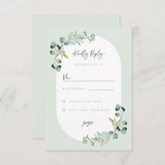 HARLYN RSVP Eucalyptus Vrijgezellenfeest Reply Kaa Kaart (Voorkant / Achterkant)