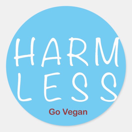 Harm Less - Go Vegan (lichte versie) Ronde Sticker (Voorkant)