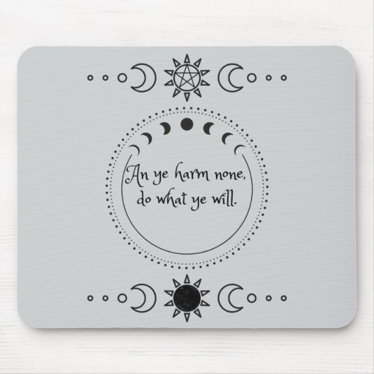 Harm None Wicca Mousepad Muismat (Voorkant)