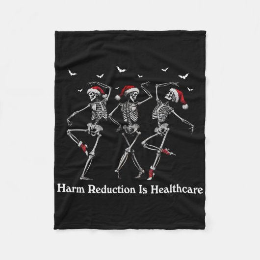 Harm Reduction Skeleton Dansen Kerstmis Overdosis Fleece Deken (Voorkant)