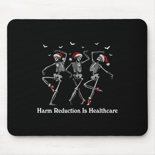 Harm Reduction Skeleton Dansen Kerstmis Overdosis Muismat (Voorkant)