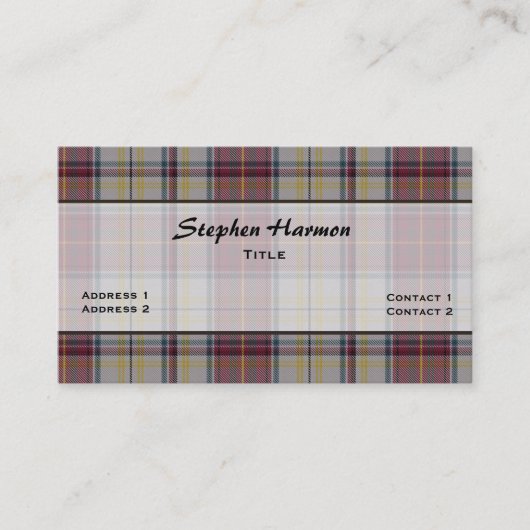Harmon Jurk Traditionele Tartan Plaid Custom Visitekaartje (Voorkant)