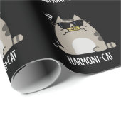 Harmoni-cat Funny Harmonica Cat Pun Dark BG Cadeaupapier (Rol Hoek)