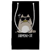 Harmoni-cat Funny Harmonica Cat Pun Dark BG Klein Cadeauzakje (Voorkant)