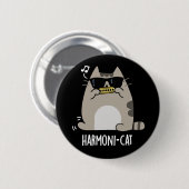 Harmoni-cat Funny Harmonica Cat Pun Dark BG Ronde Button 5,7 Cm (Voorkant /achterkant)