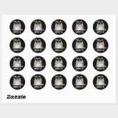 Harmoni-cat Funny Harmonica Cat Pun Dark BG Ronde Sticker (Vel)