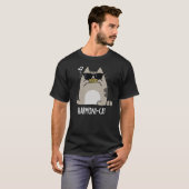 Harmoni-cat Funny Harmonica Cat Pun Dark BG T-shirt (Voorkant volledig)