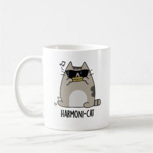 Harmoni-cat Funny Harmonica Cat Pun Koffiemok