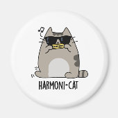 Harmoni-cat Funny Harmonica Cat Pun Magneet (Voorkant)