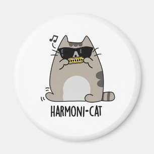 Harmoni-cat Funny Harmonica Cat Pun Magneet
