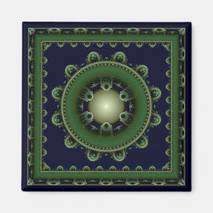 Harmonic green ommed mandala magnet