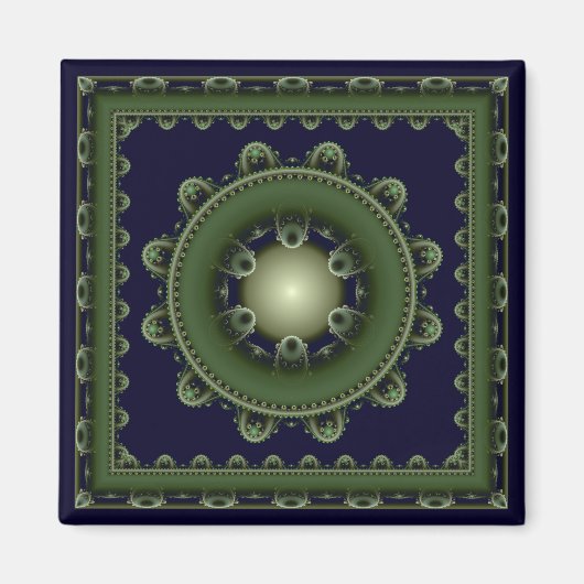 Harmonic green ommed mandala magnet (Voorkant)