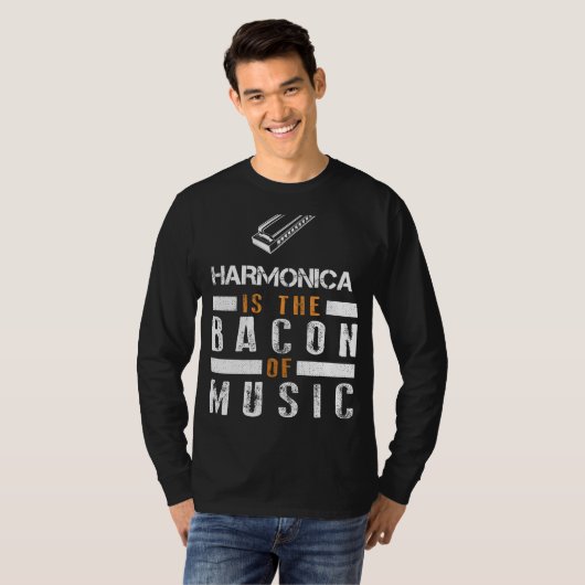 Harmonic Sizzle: Harmonica - Het Muzikale Spek! Ho T-shirt (Voorkant volledig)