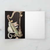 Harmonic Whiskers – Cat & Harp Greeting Card Kaart (Binnen)