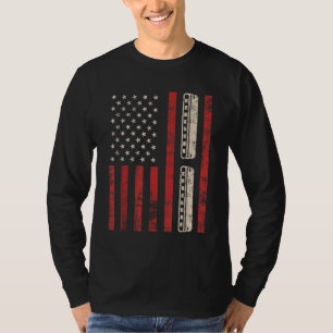 Harmonica  Amerikaanse vlag Patriottische Harmonic T-shirt