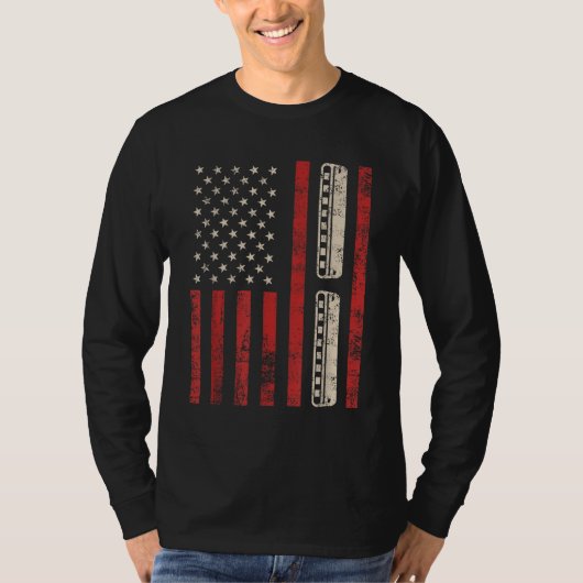 Harmonica  Amerikaanse vlag Patriottische Harmonic T-shirt (Voorkant)
