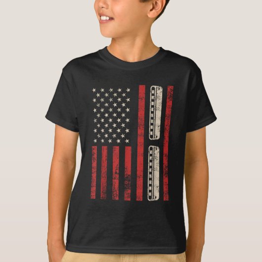 Harmonica  Amerikaanse vlag Patriottische Harmonic T-shirt (Voorkant)