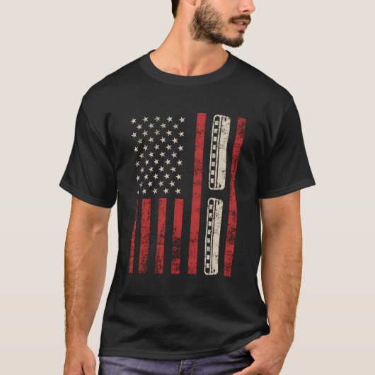 Harmonica Amerikaanse vlag Patriottische Harmonica T-shirt (Voorkant)
