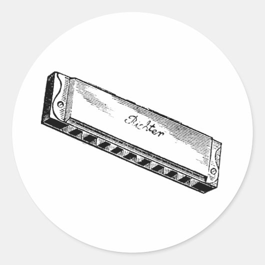 Harmonica/Blues Harp Ronde Sticker (Voorkant)