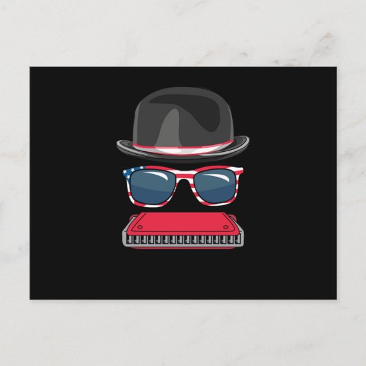 Harmonica Blues Music Audio Instrument Sound Gift Briefkaart (Voorkant)