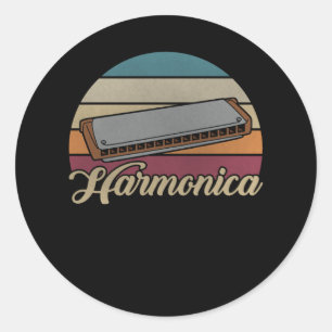  Harmonica Blues Musical Instrument Ronde Sticker