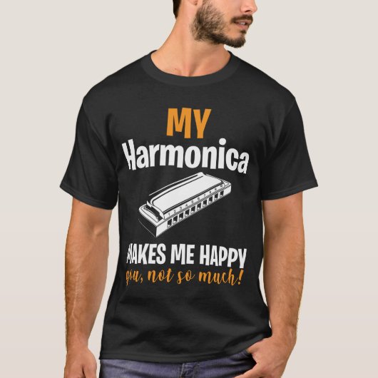 Harmonica blues muzikanten-instrument t-shirt (Voorkant)