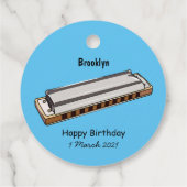 Harmonica cartoon illustratie bedankjes labels (Achterkant)