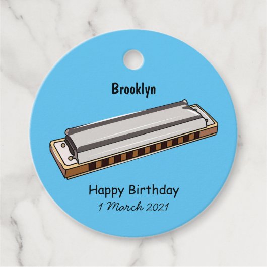 Harmonica cartoon illustratie bedankjes labels (Voorkant)