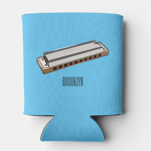 Harmonica cartoon illustratie blikjeskoeler (Achterkant)