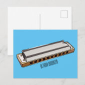 Harmonica cartoon illustratie briefkaart (Voorkant / Achterkant)