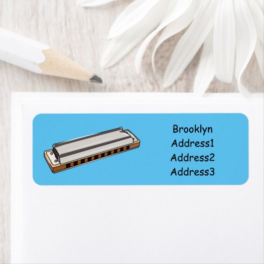 Harmonica cartoon illustratie etiket (Insitu)