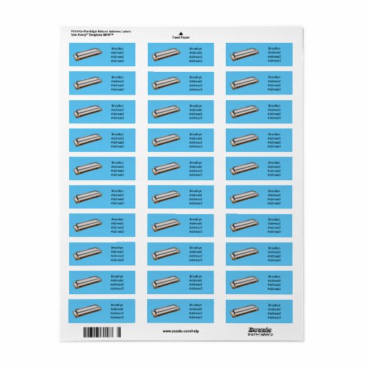 Harmonica cartoon illustratie etiket (Full Sheet)