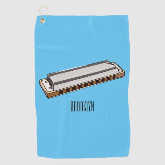 Harmonica cartoon illustratie golfhanddoek (Voorkant)
