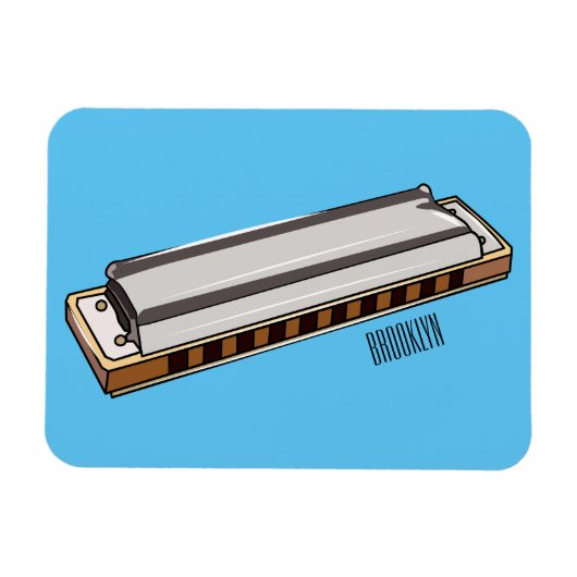 Harmonica cartoon illustratie magneet (Horizontaal)