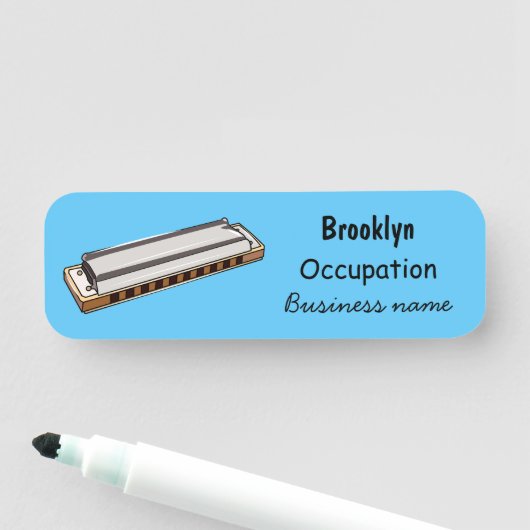 Harmonica cartoon illustratie naamplaatje (In situ)