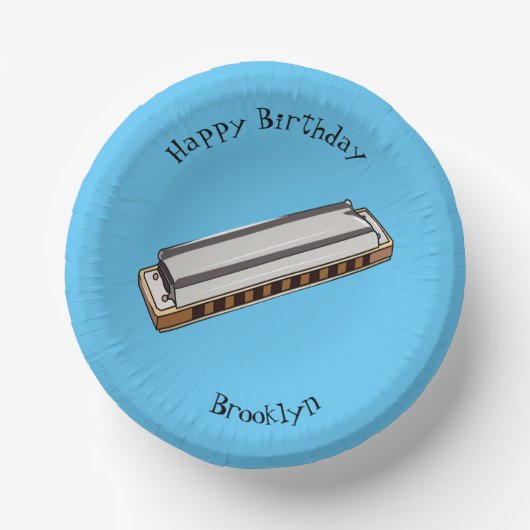 Harmonica cartoon illustratie papieren kommen (Voorkant)