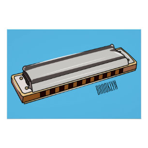 Harmonica cartoon illustratie perfect poster