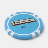 Harmonica cartoon illustratie poker chips (Enkel)