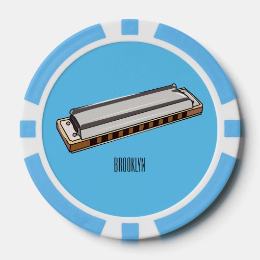 Harmonica cartoon illustratie poker chips (Voorkant)