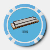 Harmonica cartoon illustratie poker chips (Achterkant)