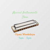 Harmonica cartoon illustratie raamsticker (Vel)