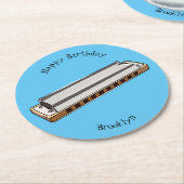 Harmonica cartoon illustratie ronde kartonnen onderzetter (Gebogen)